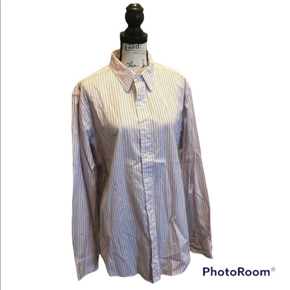 Polo Ralph Lauren button down shirt Andrew White Pink Stripe size 17 34/35